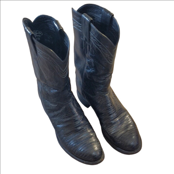 Justin Boots Black Classic Western Boots - Picture 1 of 6